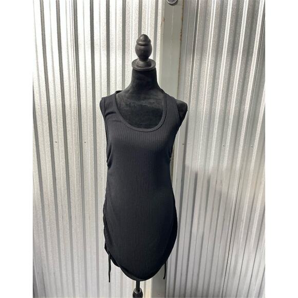 Reformation Black Ribbed Knit Midi Tank Dress XL Casual Stretchy - Picture 7 of 11